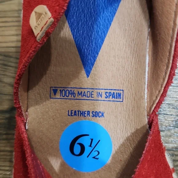 Verbenas Europe Red Suede Espadrilles Flats Boho Casual Spring 6.5 Preppy Comfy - Picture 3 of 6